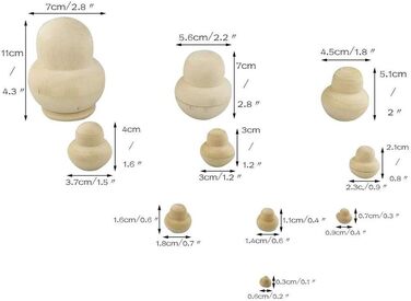 Російська матрьошка 10 шт. непофарбована матрьошка заготовка для дітей іграшка прикраса