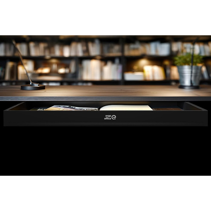 Плоска шухляда під столом 758 мм Міцна пластикова шухляда зі сталевими напрямними до 10 кг Компактний органайзер для офісу та домашнього офісу (чорний), 302