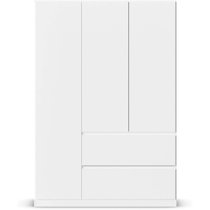 Меблі Rauch Costa, шафа для спальні, дитячої кімнати, кімнати немовляти, кімнати підлітка, передпокою, 3-дверна шафа з 2 шухлядами, механізм відкривання натиском, білий, ширина 136 см, без дзеркала, альпійський білий білий профіль ручки, 54 x 136 x 197 см