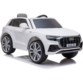 Дитячий електромобіль Audi Q8 - ліцензійний акумулятор 12В та 2 двигуни - 2,4ГГц MP3 шкіра Єва (Біла) Біла