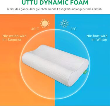 Подушка з піни з ефектом пам&39яті UTTU, подушка для голови для полегшення болю в шиї, ергономічна подушка для шиї, сендвіч-подушка, регульована подушка з піни з ефектом пам&39яті 60x36x13/11 см 60x36x13 см