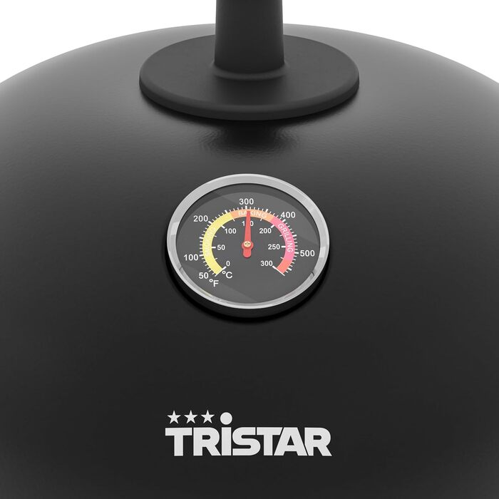 Електричний гриль-барбекю Tristar BQ-2885 зі стійкою, 41 см, 2200 Вт, можливість використання як настільний, кришка з термометром та регульованим термостатом