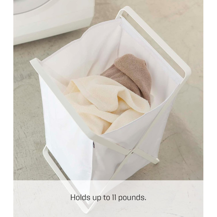 Кошик для білизни Yamazaki 2484 TOWER, білий, сталь/поліестер/поліпропілен, мінімалістичний, 30 x 36 x 64 см