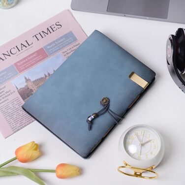 Шкіряний блокнот-щоденник Wonderpool з кільцями папка-кільце для запису, спіральний папір для ділових блокнотів, вінтажна обкладинка для офісного планування, туристичного органайзера (блакитний, A5)