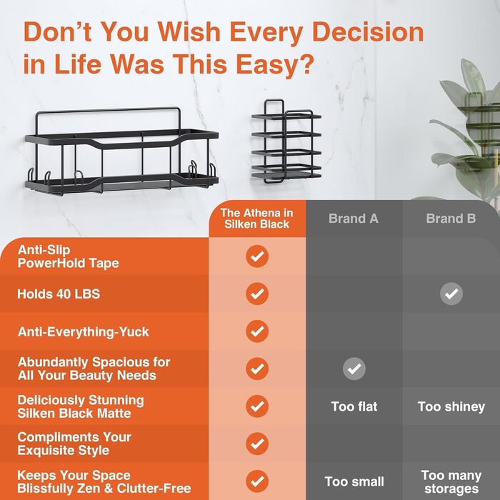 Полиця для ванної кімнати Tribal Cooking, піддон для душу, органайзер для підвісного кошика, чорна, дуже велика полиця для душу - Набір Athena Silken Black 4 - місткість 18 кг, стрічка PowerHold Tape - в комплекті 2 мочалки з люфи