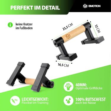 Дерев&39яні паралелети Mller & Blum, нековзні ручки для віджимань, високоякісне обладнання для калістеніки для використання в приміщенні та на вулиці, силові тренування з грифом для віджимань, міцні ручки для стійки на руках, віджимання