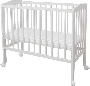 Дитяче ліжечко Waldin з матрацом та тканиною, регульована висота, велика спальна зона 90x55 см, біле лаковане, колір зірки/сіре дерево