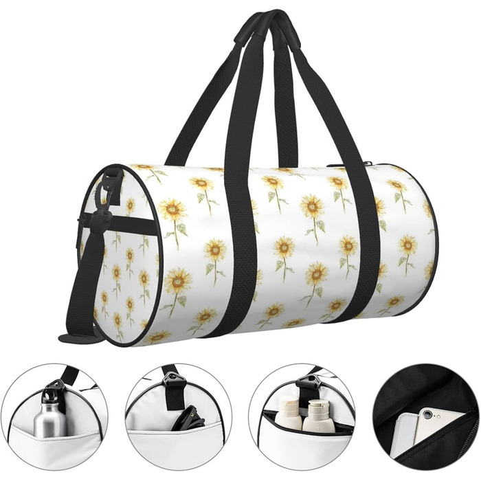 Дорожня сумка-мішок з соняшниками, розписана вручну, з квітковим візерунком. Універсальна спортивна сумка для чоловіків та жінок.