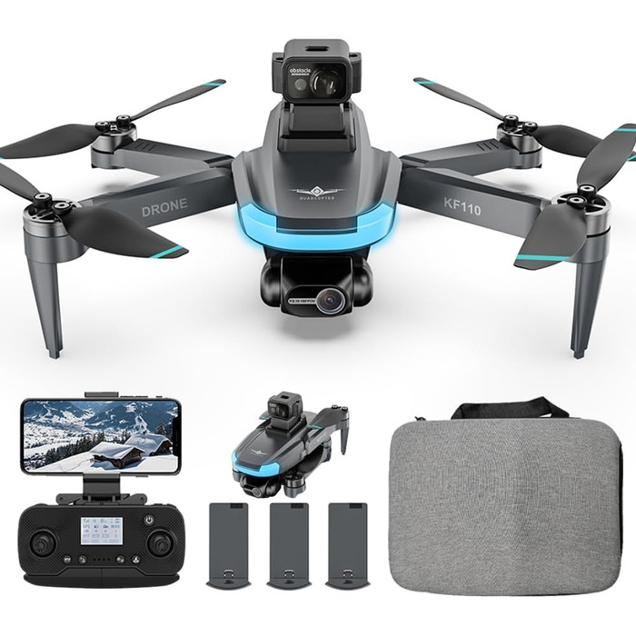 Дрон X-Verse KF110MAX з камерами 4K під 250g, уникнення перешкод 360, подвійна камера EIS, складний квадрокоптер GPS із безщіткови