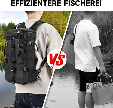 Рибальські сумки Сумка для зберігання рибальських снастей, сумка через плече Рибальське спорядження, зберігання вудок, сумка для інструментів для риболовлі Походи Полювання Кемпінг Чорний