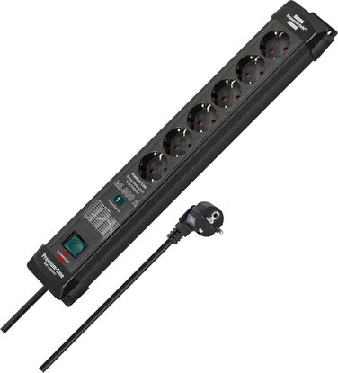 Розетка Brennenstuhl Premium-Line 6-місна із захистом від перенапруги до 26 000 А (розетка з кабелем 1,8 м і вимикачем, настінна р