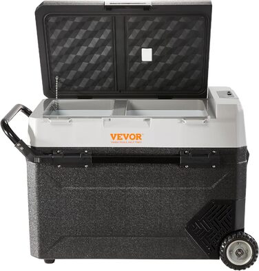 Кемпінговий холодильник VEVOR 53 л Cool Box, 12/24 В рухома електрична морозильна камера 2 в 1 з двома зонами, автомобільний компр
