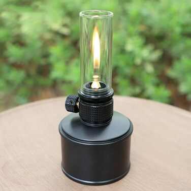 Газовий ліхтар для кемпінгу та походів портативний вуличний ліхтар з мідним клапанним сердечником, стабільним полум&39ям, паливним балоном 100 г, чорний та сріблястий, в комплекті (чорний бензобак)