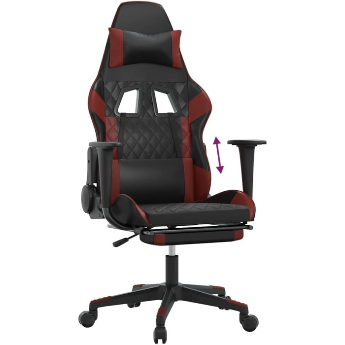 Геймерське крісло з підставкою для ніг, ергономічне, зі штучної шкіри, поворотне, регульоване, для комп&39ютера, домашнє використання, чорне, бордове