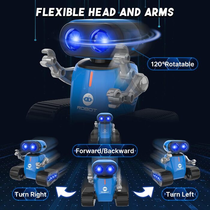 Дитяча іграшка Робот, акумуляторний дистанційно керований робот зі світловими ефектами, світлодіодними очима, музичним танцем і знімним акумулятором, подарунок для хлопчиків і дівчаток 3 років і старше, RC робот-іграшка