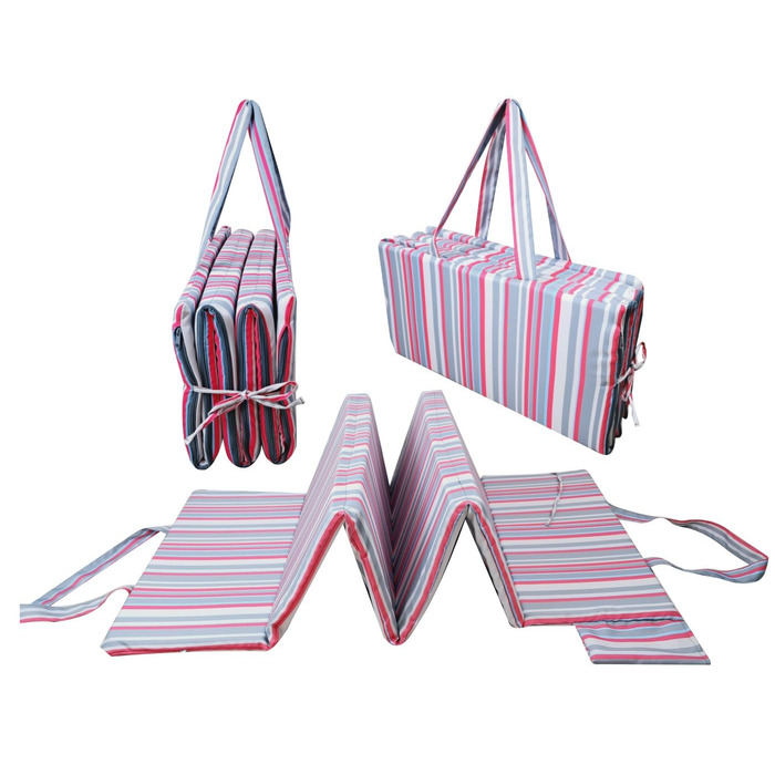 Складаний пляжний килимок, водонепроникний, з щільним наповнювачем з піни, для кам&39янистих пляжів Хорватії, з візерунком у смужку троянд