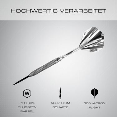 Набір дротиків Champify з 90 вольфраму з чорним футляром 3 сталеві дротики з 9 алюмінієвими стрижнями та 9 дергами Набір дротиків з аксесуарами Дартс з білим металевим наконечником