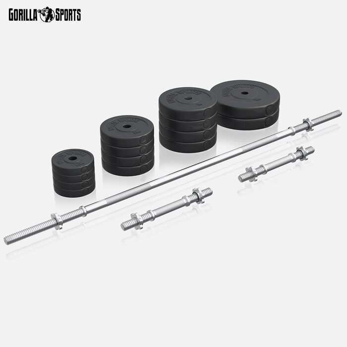 Лава для силових тренувань з обтяженнями - штанга 170 см, комплект штанг 40/70/100 кг, згинання ніг, гантель &quotметелик&quot, станція для віджимань, накладка на згинання рук - тренувальна лава, фітнес-станція, силова станція зі штангою, біла, 70 кг