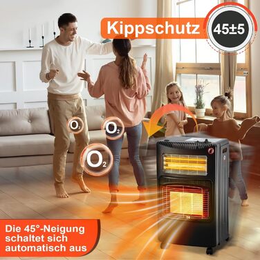 Гібридний газово-електричний обігрівач потужністю 4200 Вт, включаючи комплект регулятора тиску газу використання всередині та зовні приміщень (газовий обігрівач тільки на вулиці) променевий обігрівач для балонів з бутаном та пропаном до 11 кг електричне п