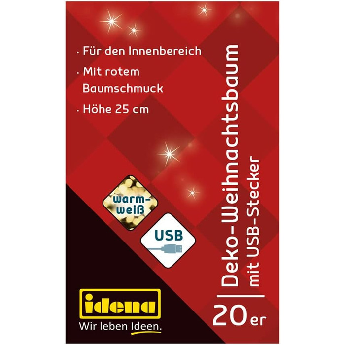 Декоративна різдвяна ялинка з 20 теплими білими світлодіодами Idena