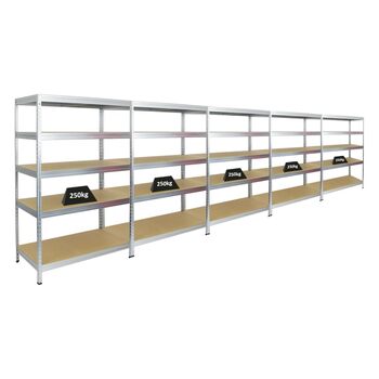 Елементний надміцний стелаж із заклепками ВxШxГ 180x120x60 см Вантажопідйомність полиці 250 кг Оцинкований Інноваційна вставна система, оцинкована, гаражні полиці, полиці для зберігання, підвальні полиці 5 шт. 180x120x60 см, оцинковані, 5-