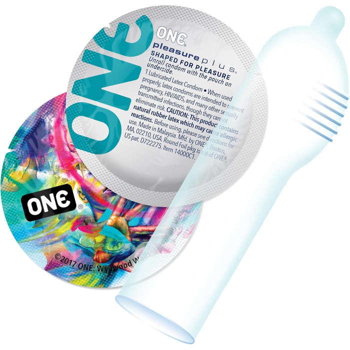 Презервативи ONE Pleasure Plus Унікальний стимулюючий мішечок для посилення відчуттів Веганські, без ГМО, з натурального каучукового латексу 12 шт.