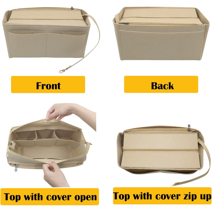 Органайзер для сумок Heavyoff для жінок, повстяні сумки Внутрішні сумки Багатофункціональні сумки Сумка для покупок з брелоком сір