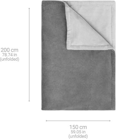 Затишна ковдра з підігрівом, ковдра з підігрівом, яку можна прати, зігріваюча ковдра з автоматичним вимиканням, 4 налаштування температури, 200 x 150 см, двосторонній дизайн у 2 кольорах, сірий/темно-сірий, одинарна, 675 XXL