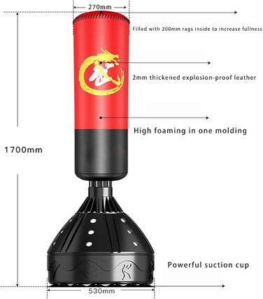 Вільно стоячий боксерський мішок Важкий твердий боксерський мішок Пристрій поглинання шуму вібрації для дорослих Молодіжні чоловік