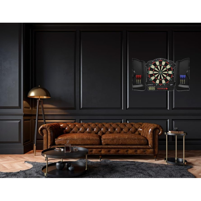 Електронна мішень для дартсу Carromco Panthera-301 Мяка мішень для дартсу з 4 лунками для 18 гравців, 32 гри та 500 варіацій, включаючи мякі дротики, червоно-зелено-бежево-чорна, 46x44,8x3,8 см