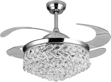 Тихий вентилятор лампа кришталевий стельовий вентилятор зі світлом 3 швидкості 3 кольори з пультом дистанційного керування вентиля