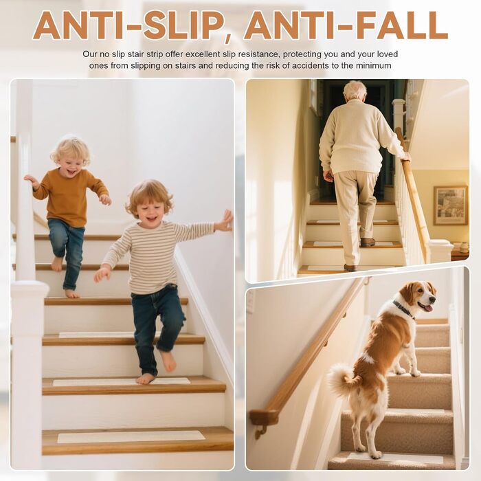 Прозорі нековзні сходинки для внутрішніх дерев&39яних сходів, упаковка з 15 шт. , 10 x 81 см, прозорі нековзні сходинки, водонепроникна стрічка для собак, дітей та домашніх тварин