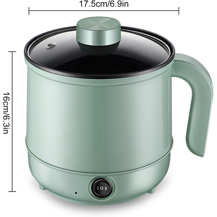 Електрична каструля, електричні фондю 1,7 л, портативна каструля з антипригарним покриттям, мультиварка з подвійним регулюванням потужності для смаження, стейків, пасти, раменної плити в гуртожитку та квартирі (зелений1)
