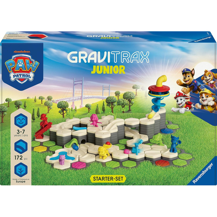 Стартовий набір XXL Ravensburger GraviTrax Junior PAW Patrol (Щенячий патруль) 12020007 Магнітна кульова доріжка та конструктор для дітей від 3 років, подарунок для хлопчиків та дівчаток