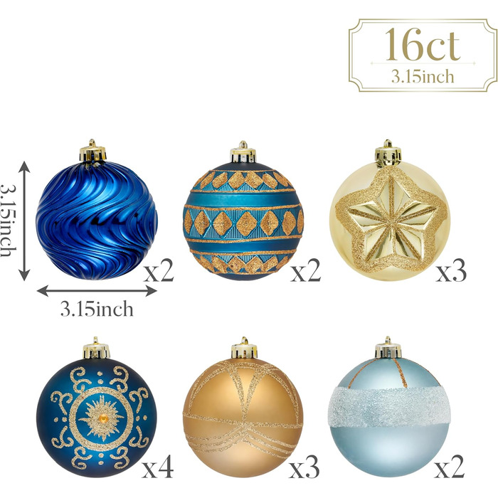 Ялинкові прикраси набір з 16 шт Valery Madelyn