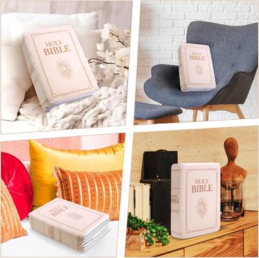 Подушка для Біблії, оксамитова подушка 33x22x9 см у формі книги, колір хакі, подушка для Біблії, затишна подушка для Біблії віри, подарунки з Біблії для жінок та чоловіків