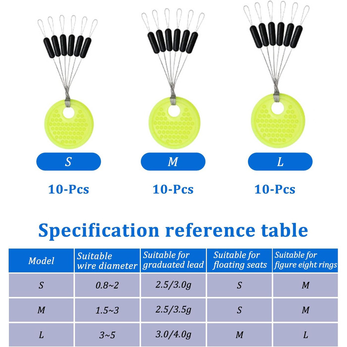 Гумові стоппери риболовля 6 в 1 стопори волосінь рибальські поплавці рибальські S/M/L 30 рибальські вертлюги із застібкою для 0,148-0,37 мм волосінні стоппери риболовля для лову форелі риболовля вертлюжок, 180 шт.