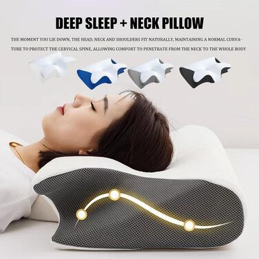 Подушка Dreamsleepz, оригінальна ергономічна подушка для шиї та голови з піни з ефектом пам&39яті для сну на боці, спині та животі, для кращого сну (чорна, ) Чорна