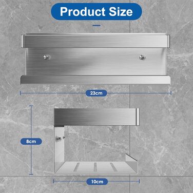 Полиця для душу без свердління, 2 шт., нержавіюча сталь SUS304, органайзер для ванної кімнати, тримач для шампуню та гелю для душу (сріблястий, 2 шт.)