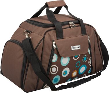 Сумка для пікніка anndora з відділенням-холодильником, коричнева з синіми колами, 29 предметів, 4 особи, 3655 Коричнева з різнокольоровими колами