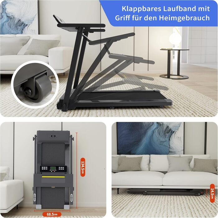 Домашня бігова доріжка - Складані бігові доріжки до 12 км/год Електричні бігові доріжки зі світлодіодним дисплеєм Килимок для ходьби Тихий біговий килимок для домашнього офісу 120 кг макс. з 3 режимами LUYATA