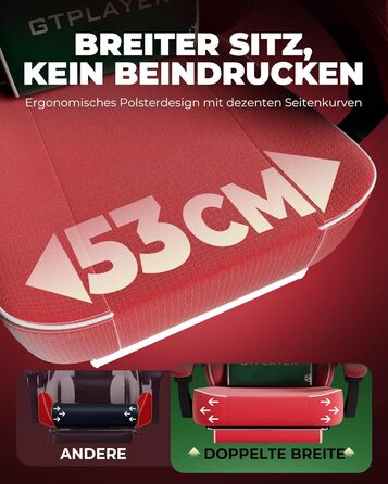 Ігрове крісло GTPLAYER з різдвяним мотивом, ігрове крісло з підставкою для ніг, надзвичайно широке сидіння, з пір&39яною подушкою, вантажопідйомність 150 кг для великих та сильних людей Оксамит