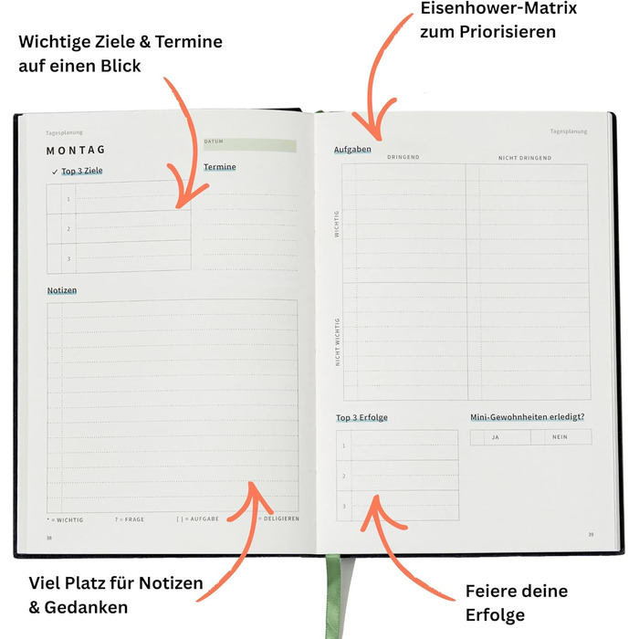 Щоденник успіху BACKWIND PLANNER - Ваш 12-тижневий щоденний планувальник для сталих змін з міні-звичками - Бездатований планувальник справ А5 - Щоденник - Тижневий планувальник - Квіткова обкладинка