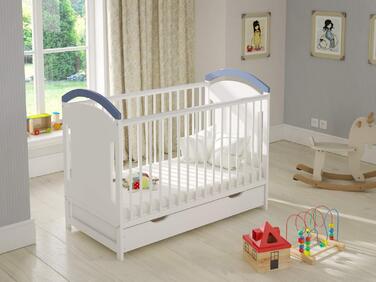 Дитяче ліжечко/спальне місце Love For Sleep 120x60 см з захисним бар&39єром, що трансформується, синього кольору, AMIE Дитяче ліжко, дерев&39яне - Дитяче ліжко, Ліжечко-трансформер, синього кольору