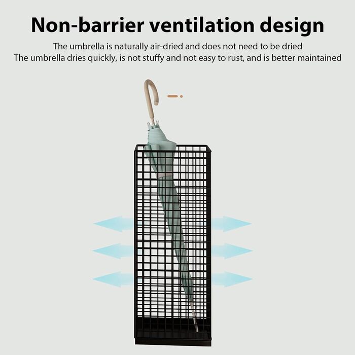 Металева підставка для парасольок, Підставка для парасольок, Стійка до іржі, Велика місткість, Підставка для парасольок, Органайзер для дверних парасольок, Вхідна підставка для парасольки, Відро для зберігання парасольок Чорний