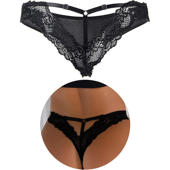 Жіночі сексуальні трусики-стрінги, бразильські трусики, мереживо, великі розміри, еротична білизна, Т-подібна спинка, жіноча білизна, пишні міні-трусики-бікіні, ML 1-чорний