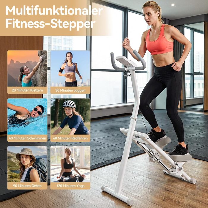 Степер LEAFIA для домашнього використання, вертикальний тренажер для скелелазіння Stairmaster для тренувань усього тіла, складний компактний аеробний тренажер для скелелазіння, крос-трейнер з РК-дисплеєм, регульованими ручками та педалями