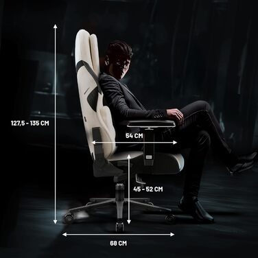 Ігрове крісло Diablo Fabric, ергономічне, з магнітним підголівником та охолоджуваним сидінням, міцна металева основа, регульовані по висоті підлокітники, ПК-крісло, ігрове крісло, 140 кг, Шторм у пустелі