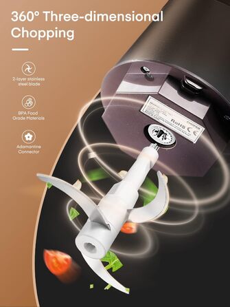 Подрібнювач кухонний електричний, 350 Вт, з 2-ма швидкостями, чашею з нержавіючої сталі об'ємом 2,5 л, 4 ножами з нержавіючої стал