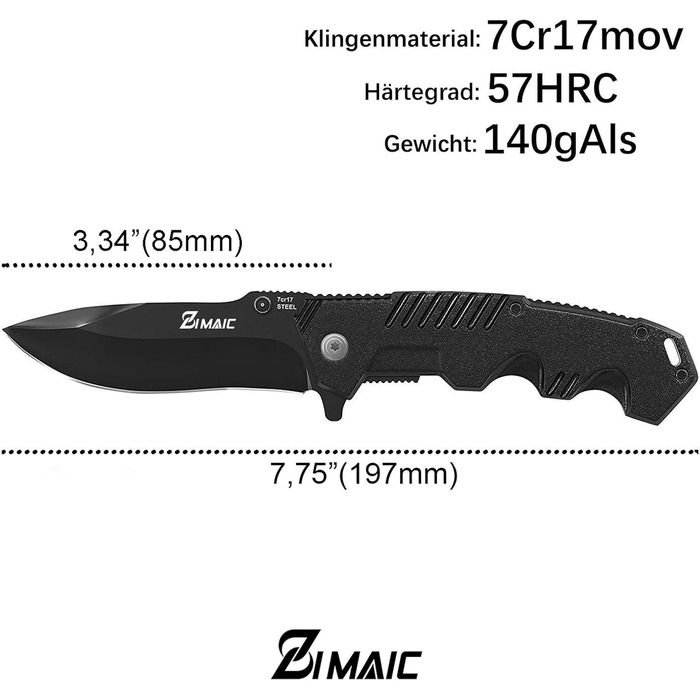 Складаний ніж I Гострий кишеньковий ніж I Одноручний ніж, ніж для активного відпочинку та виживання з чорним лезом з нержавіючої с